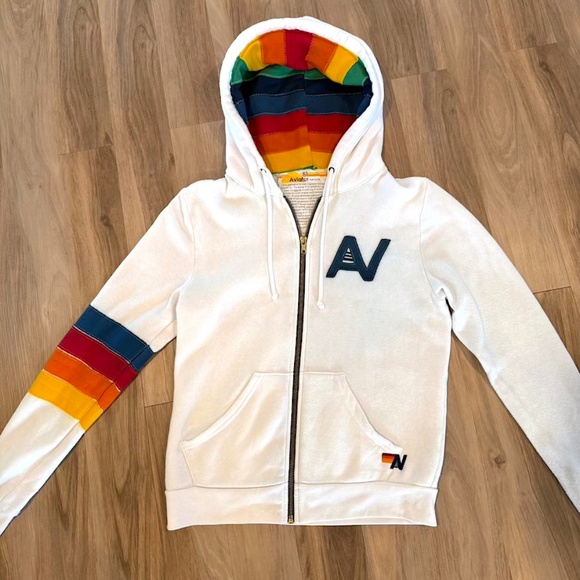 Aviator Nation White Rainbow Hoodie - X-Small (RARE) - Picture 4 of 16